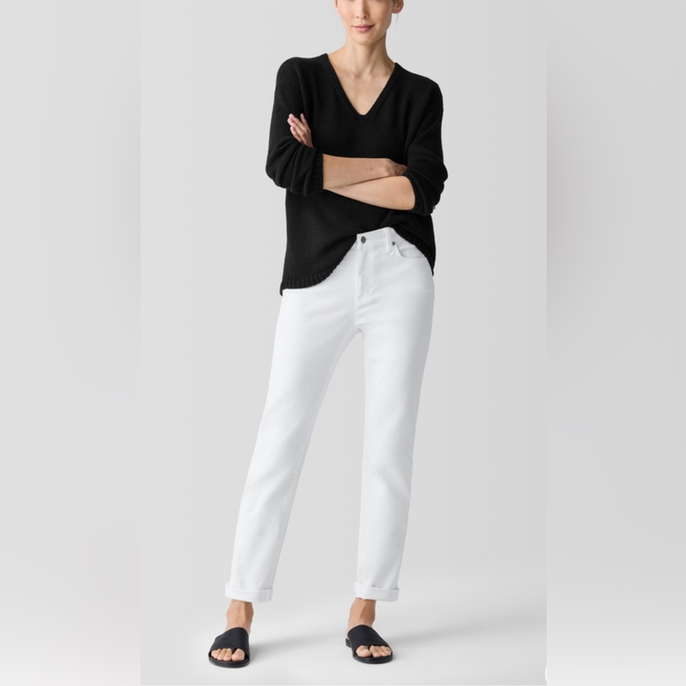 Eileen Fisher System White Cotton Slim Ankle Jean